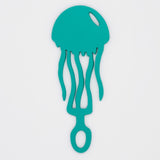 Sea foam green jellyfish shaped Swim Loops goggle tag to label swim goggles
