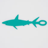 Sea foam green shark shaped Swim Loops goggle tag to label swim goggles
