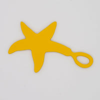 Yellow starfish shaped Swim Loops goggle tag to label swim goggles