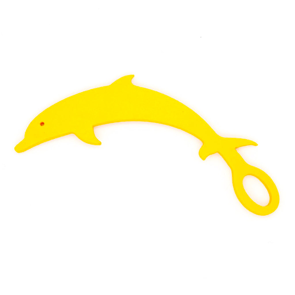 Dolphin shaped goggle tag to identify your goggles when you leave them on the pool deck. Get your Swim Loops goggle tags at www.swimloops.com.