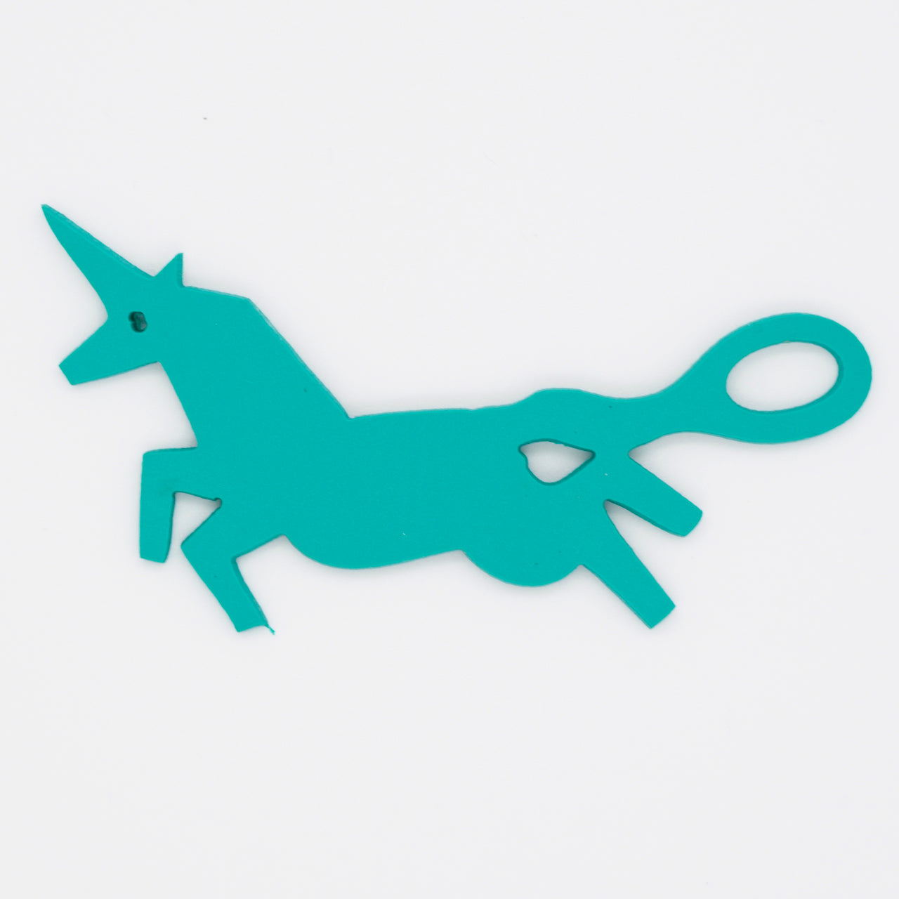 Sea foam green unicorn shaped Swim Loops goggle tag to label swim goggles