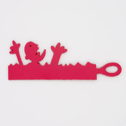 Dark pink Drowning Daryl shaped Swim Loops goggle tag for labeling swim goggles