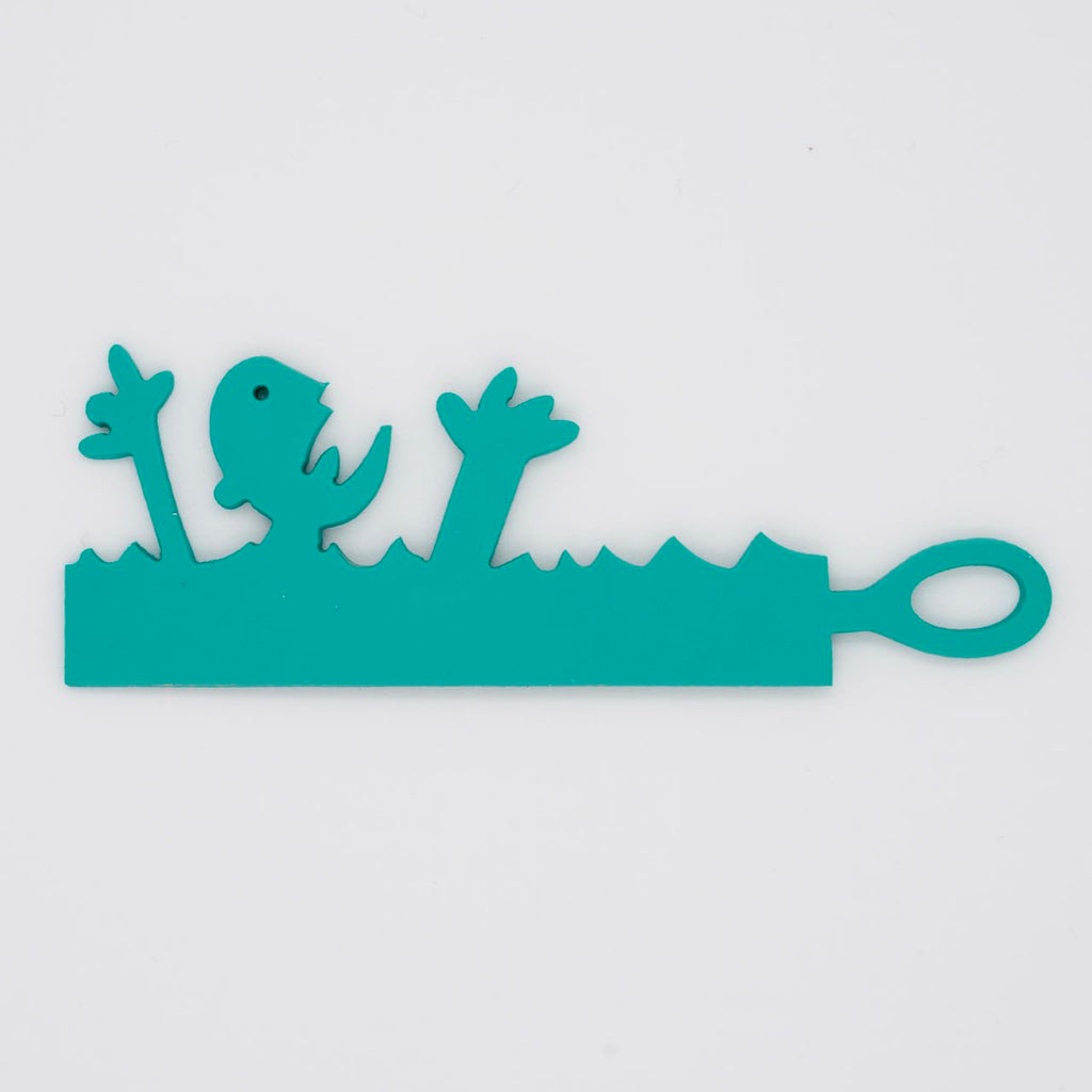 Sea foam green Drowning Daryl shaped Swim Loops goggle tag for labeling swim goggles