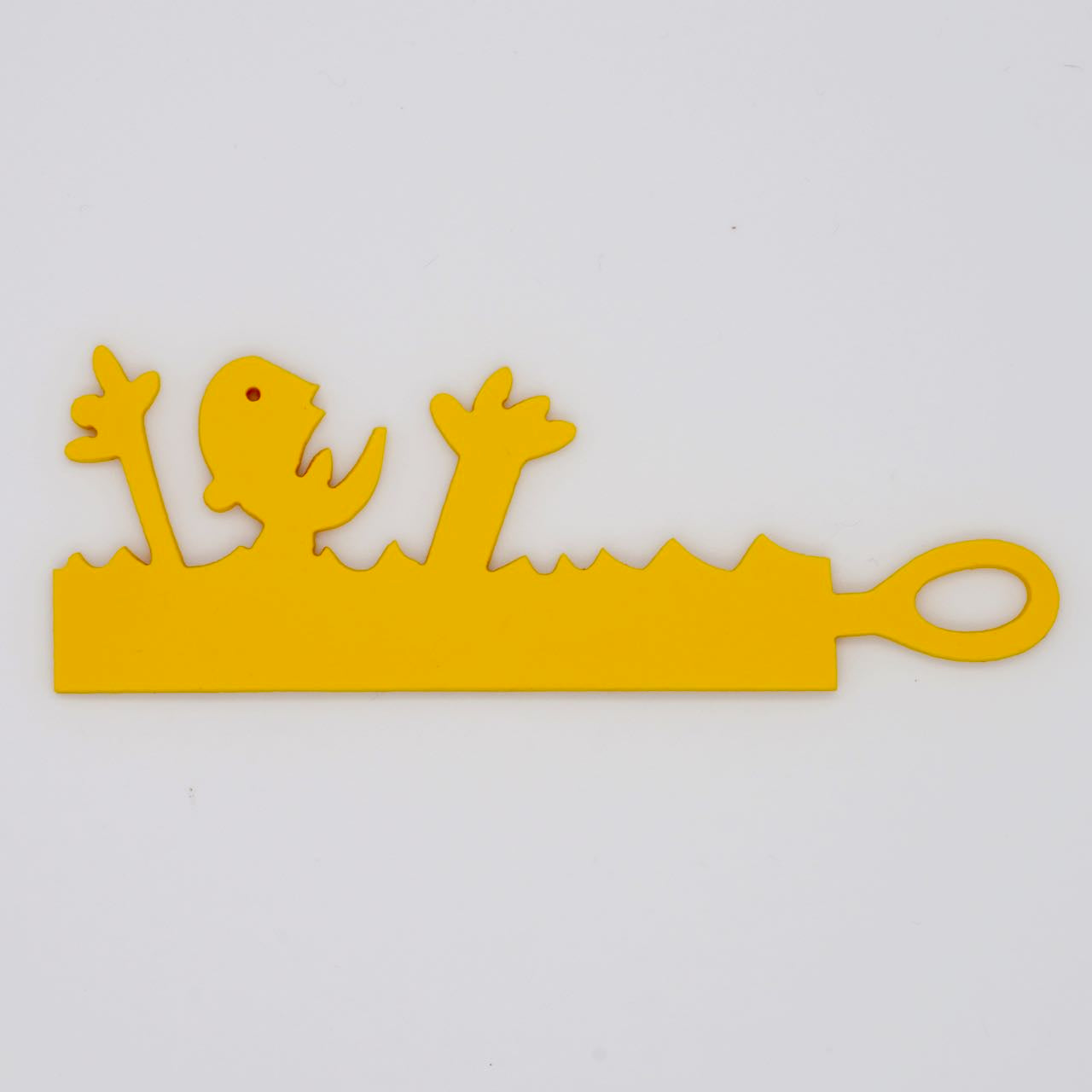 Yellow Drowning Daryl shaped Swim Loops goggle tag for labeling swim goggles